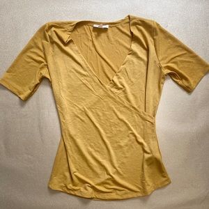 Yellow Cross Over Body Contouring Blouse